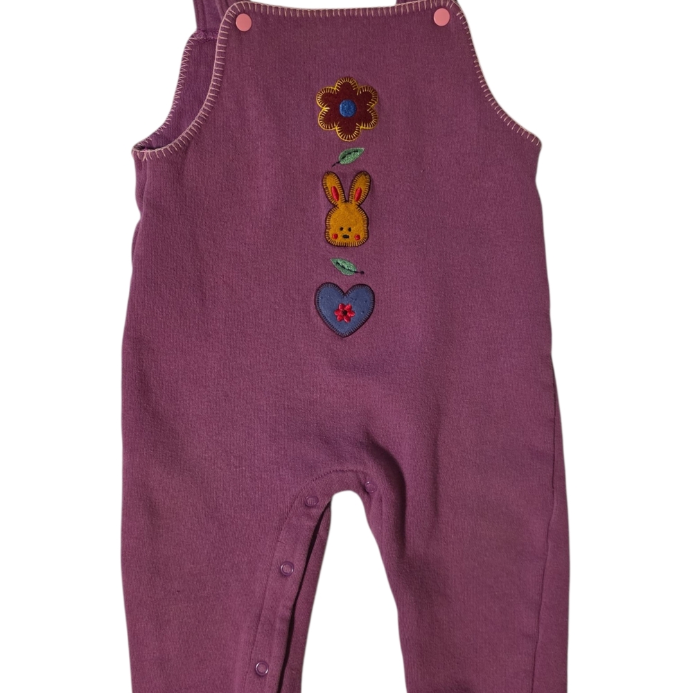 Charming Kids Overalls in Plum with Embroidered Accents